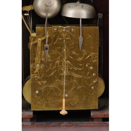 58 - George III brass clock triple fusee movement by Benjamin Ward of London, striking on eight bells hav... 