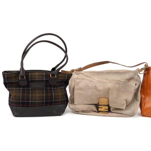 1214 - Four vintage and later designer ladies bags comprising Barbour, Mulberry, Coach and Fendi, the large... 