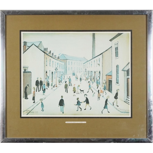 281 - After Laurence Stephen Lowry -  Coronation Street, vintage print in colour, mounted, Manchester stam... 