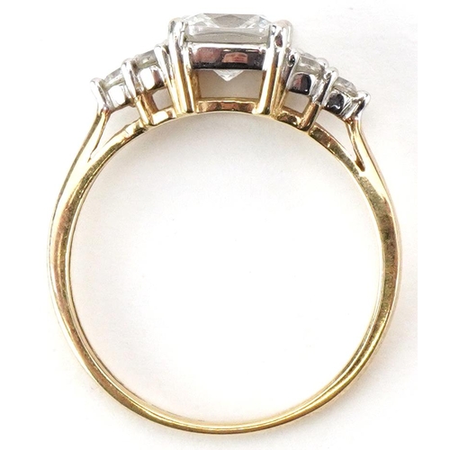 2214 - 9ct gold cubic zirconia cluster ring, size M, 2.0g