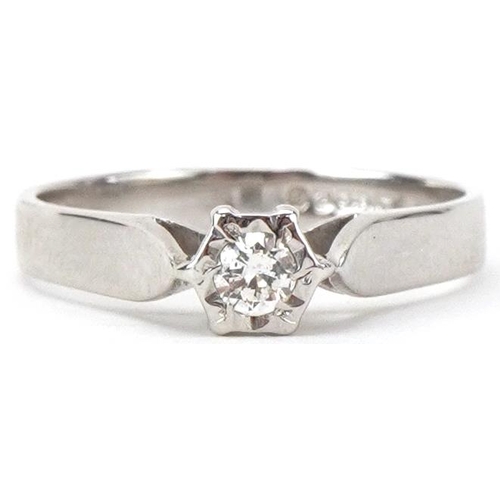 2224 - 9ct white gold diamond solitaire ring, the band stamped MG350W, the diamond approximately 0.12 carat... 