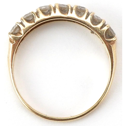 2415 - 9ct gold cubic zirconia half eternity ring, size M/N, 2.0g