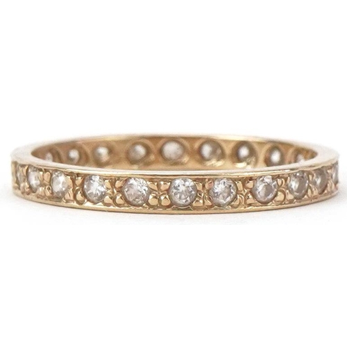 2409 - 9ct gold cubic zirconia eternity ring, size N/O, 1.6g