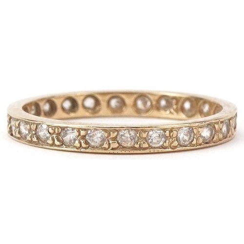 2409 - 9ct gold cubic zirconia eternity ring, size N/O, 1.6g