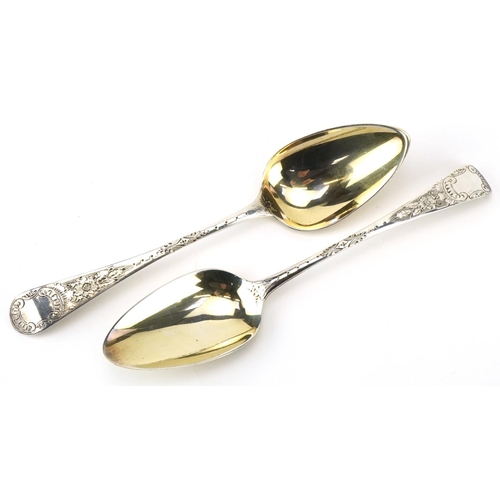 166 - Matched set of six George III silver spoons housed in a Jays Oxford Street London jeweller's case, h... 