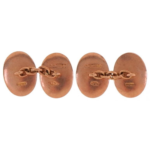 2098 - Pair of 9ct rose gold cufflinks, each 2.2cm in length, total 5.0g