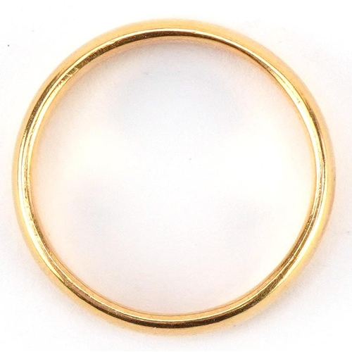 2420 - 22ct gold wedding band, London 1954, size O, 5.0g