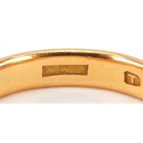 2420 - 22ct gold wedding band, London 1954, size O, 5.0g