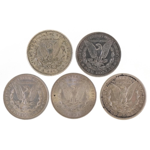 654 - Five United States of America silver dollars comprising dates 1881, 1885, 1888, 1897 and 1921