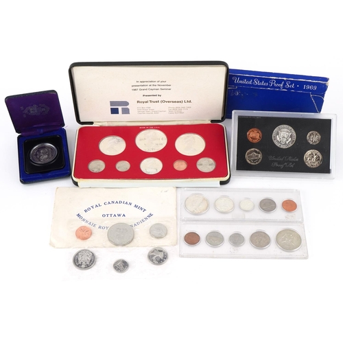 658 - United States of America, Canada and Cayman Islands coinage, some silver, including 1980 Proof Coina... 