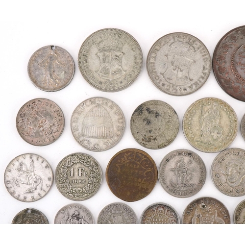 661 - 19th century and later world coinage, some silver, including 1944 two franc and Australian 1943 shil... 