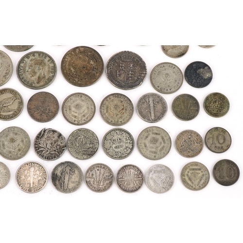 661 - 19th century and later world coinage, some silver, including 1944 two franc and Australian 1943 shil... 