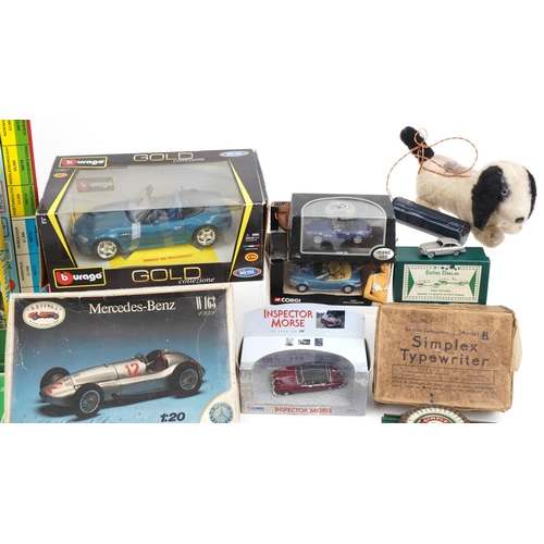1565 - Vintage and later toys including Revival Mercedes Benz model kit, Tri-ang Mini Hi-Way Daytona racing... 