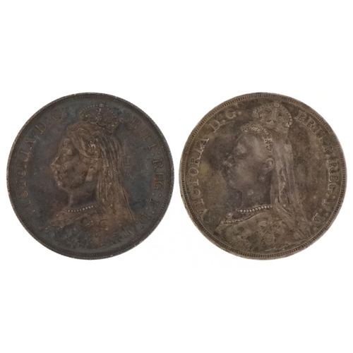 599 - Two Victorian silver crowns 1887 and 1889