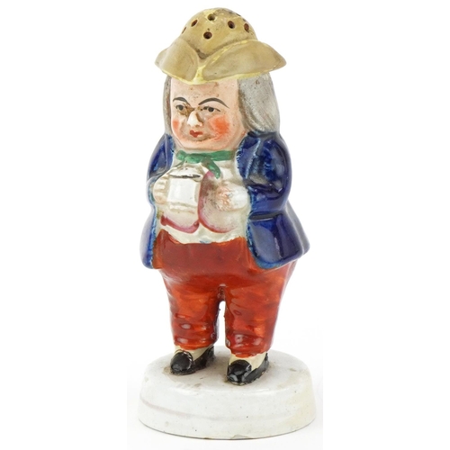 134 - Victorian Staffordshire Toby pepperette, 14.5cm high