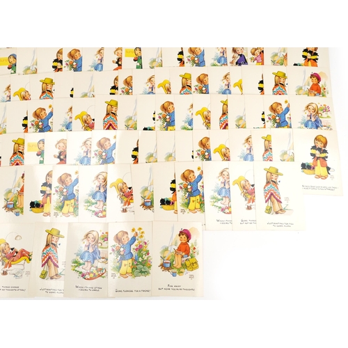 678 - Large collection of Mabel Lucie Attwell postcards design including Sunflowers for a Friend and We Ne... 