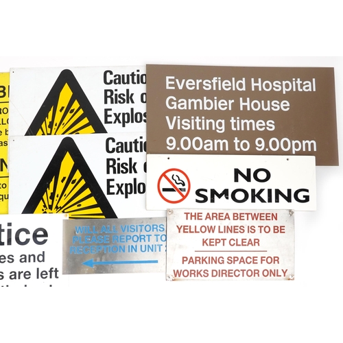 1440 - Vintage and later signs including No Smoking, Queen Charlotte's Hospital for Women and Ear Protectio... 