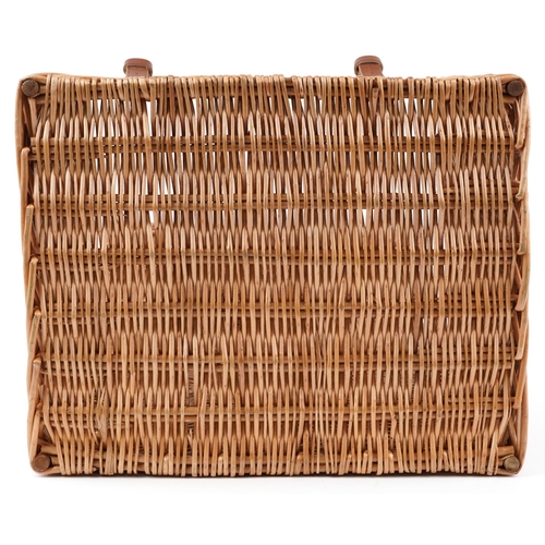 1290 - Fortnum & Mason advertising wicker basket, 42.5cm H x 46.5cm W x 37cm D