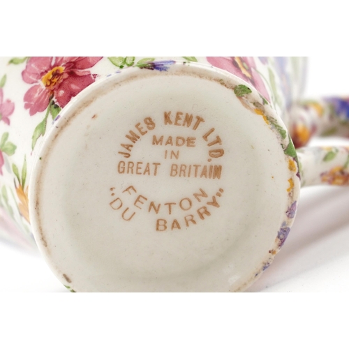 267 - James Kent chintz four place coffee service 'Fenton Du Barry', the coffee pot 20cm high