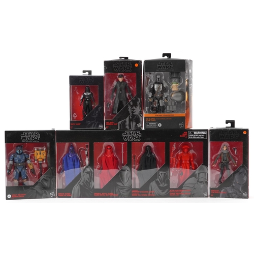 1547 - Star Wars The Black Series action figures with boxes by Hasbro including Din Djarin and The Child, S... 