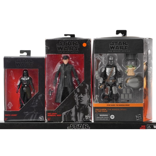 1547 - Star Wars The Black Series action figures with boxes by Hasbro including Din Djarin and The Child, S... 