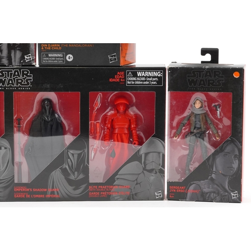 1547 - Star Wars The Black Series action figures with boxes by Hasbro including Din Djarin and The Child, S... 