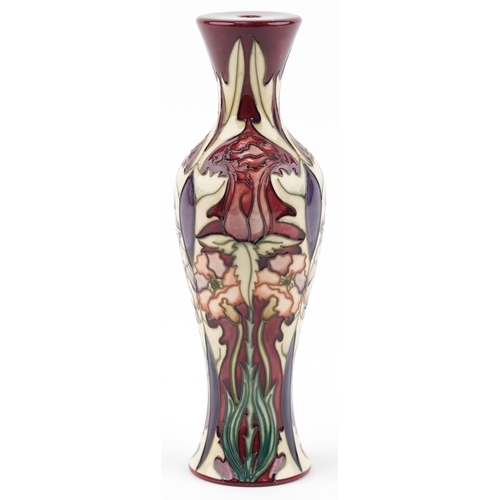 100 - Moorcroft pottery baluster table lamp base hand painted and tubelined in the Masquerade pattern, dat... 