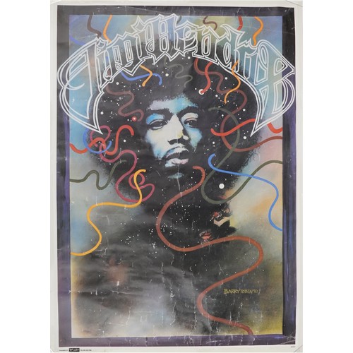 Vintage Jimi Hendrix poster designed by Barry Tobin, published by Splash, numbered 8050, 89cms x 64cms