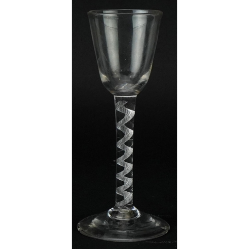 18th century wine glass with air twist stem, 15.5cm high