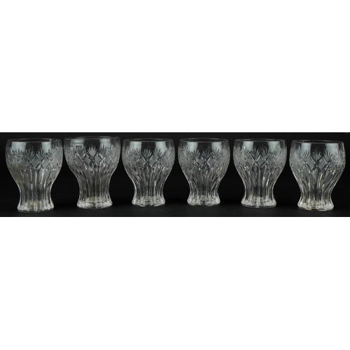 1466 - Six early 20th century of six cut glass balloon tumblers, each 8.5cm high