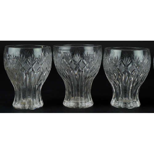 1466 - Six early 20th century of six cut glass balloon tumblers, each 8.5cm high