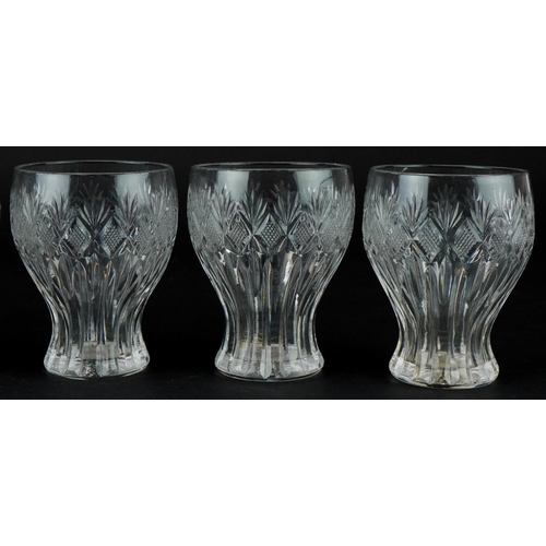 1466 - Six early 20th century of six cut glass balloon tumblers, each 8.5cm high