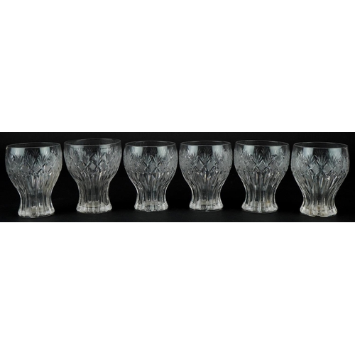 1466 - Six early 20th century of six cut glass balloon tumblers, each 8.5cm high