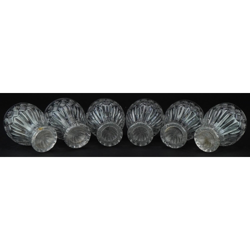 1466 - Six early 20th century of six cut glass balloon tumblers, each 8.5cm high