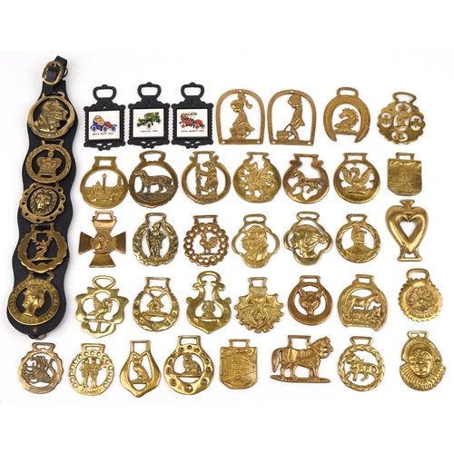 1310 - Victorian and later horse brasses including Queen Victoria windmill, Bovril and Gemini