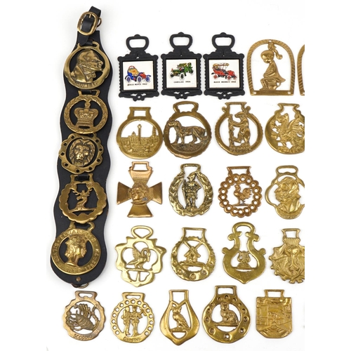 1310 - Victorian and later horse brasses including Queen Victoria windmill, Bovril and Gemini