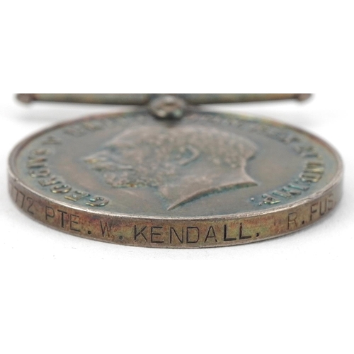 1728 - Militaria including a 1914-1918 War medal awarded to 37772 PTE.W.KENDALL.R.FUS and a Morse code alph... 