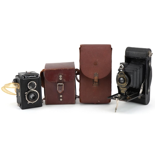 752 - Two vintage cameras with cases a Voigtlander Brilliant and Kodak No 2-A folding Brownie