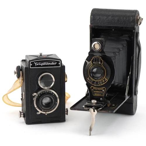 752 - Two vintage cameras with cases a Voigtlander Brilliant and Kodak No 2-A folding Brownie