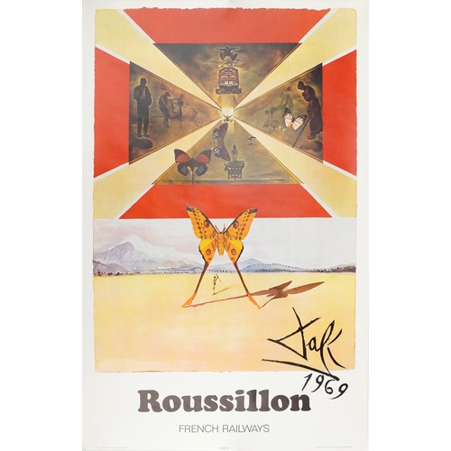 445 - Vintage French Railways Roussillon travel poster designed by Salvador Dali printed in France, for an... 