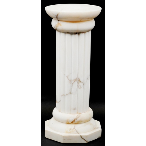 306 - White Talavera marble pedestal column, 65cm high x 27cm in diameter