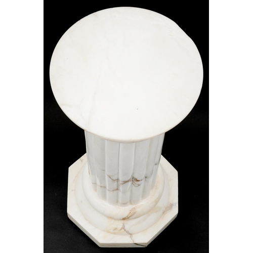 306 - White Talavera marble pedestal column, 65cm high x 27cm in diameter