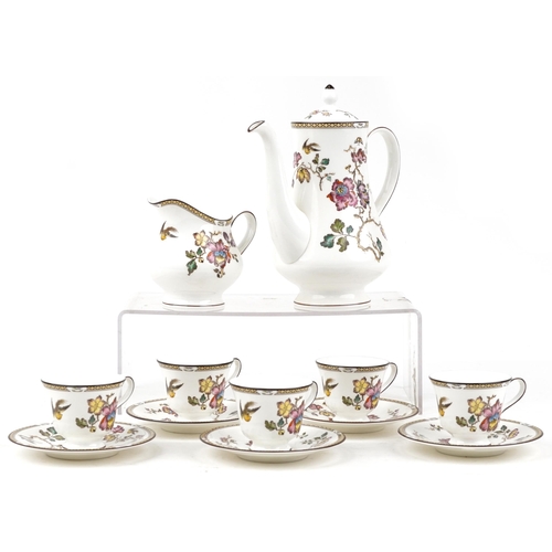 1397 - Wedgwood Swallow part coffee service comprising coffee pot, milk jug, six cups and five saucers, the... 