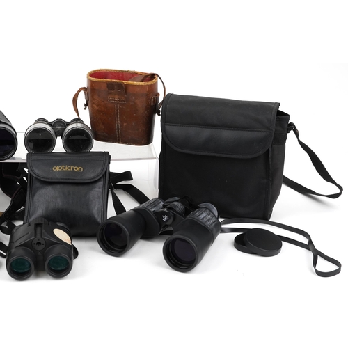 769 - Five pairs of vintage and later binoculars and two telescopes including a Russian USSR example