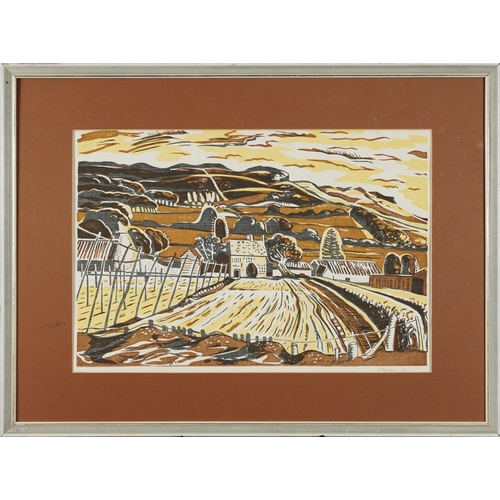 409 - D Raiseu - Farmhouse with outbuildings, pencil signed limited edition print in colour, mounted and f... 