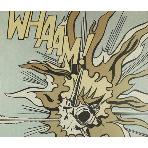 411 - After Roy Lichtenstein - Wham and I pressed the fire control, two prints, framed and glazed, 74cm x ... 