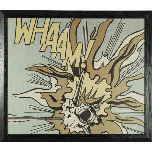 411 - After Roy Lichtenstein - Wham and I pressed the fire control, two prints, framed and glazed, 74cm x ... 