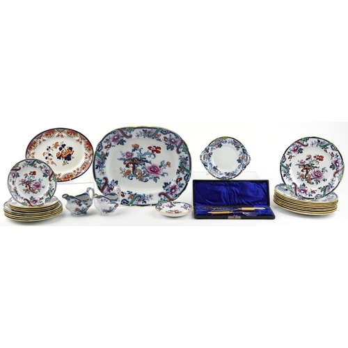 1483 - Doulton Burslem and Cauldon dinner and teaware and a pair of fish servers with ivorine handles and s... 