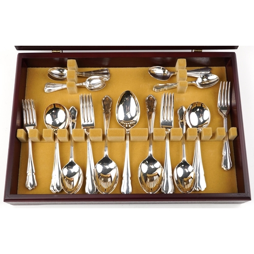 1192 - Arthur Price six plate canteen of Sheffield silver plated cutlery housed in a mahogany canteen, the ... 