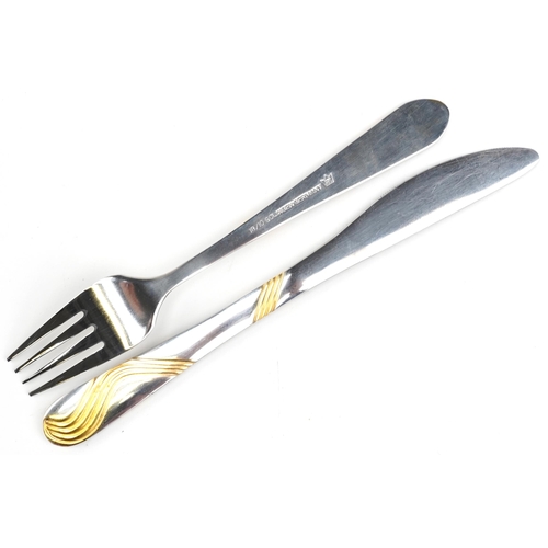 1191 - German SBS canteen of stainless steel  cutlery housed in a leather brief case type canteen, 46cm wid... 